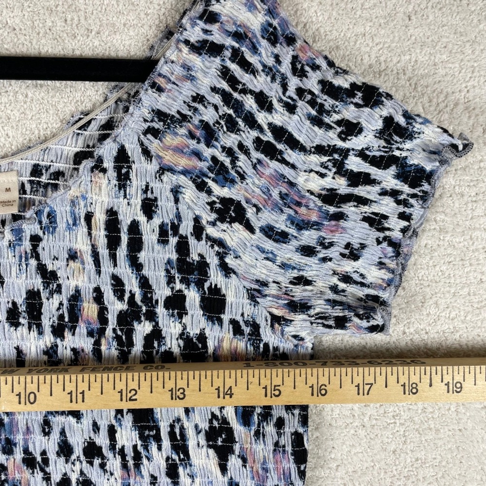 off shoulder maxi dress pastel animal print soft surroundings M flowy leg slits - Picture 6 of 9